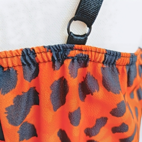 Missi London Orange Leopard Print Jumpsuit Wrap Belted Wide-Leg Size US 4 - Picture 11 of 13